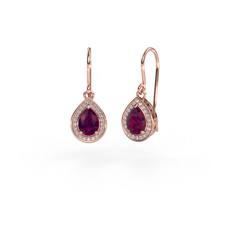 Pendants d'oreilles Beverlee 1 585 or rose rhodolite 7x5 mm