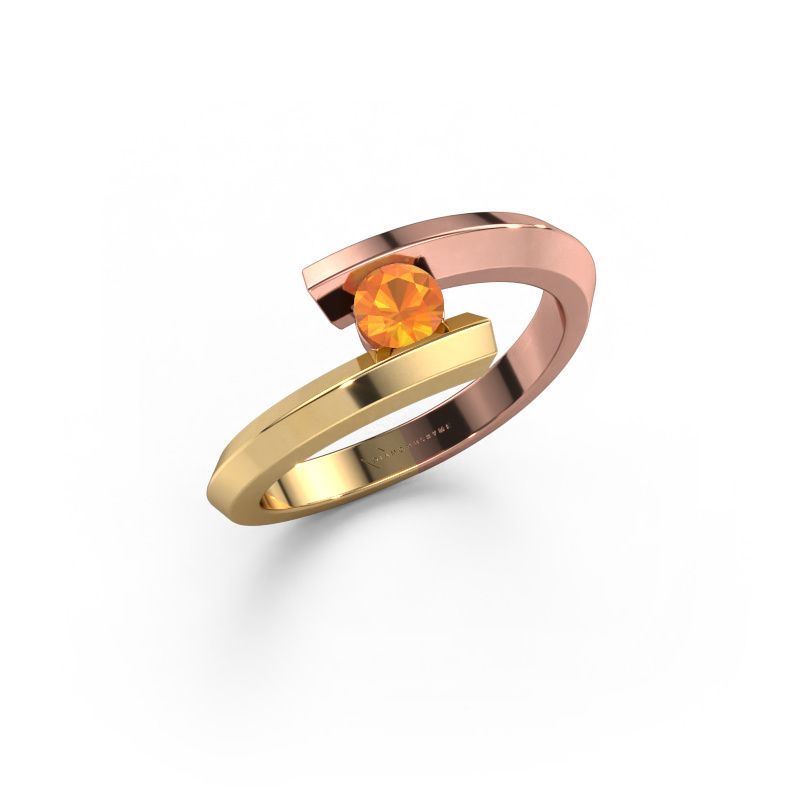 Ring Paulette 585 rosé goud citrien 3.4 mm