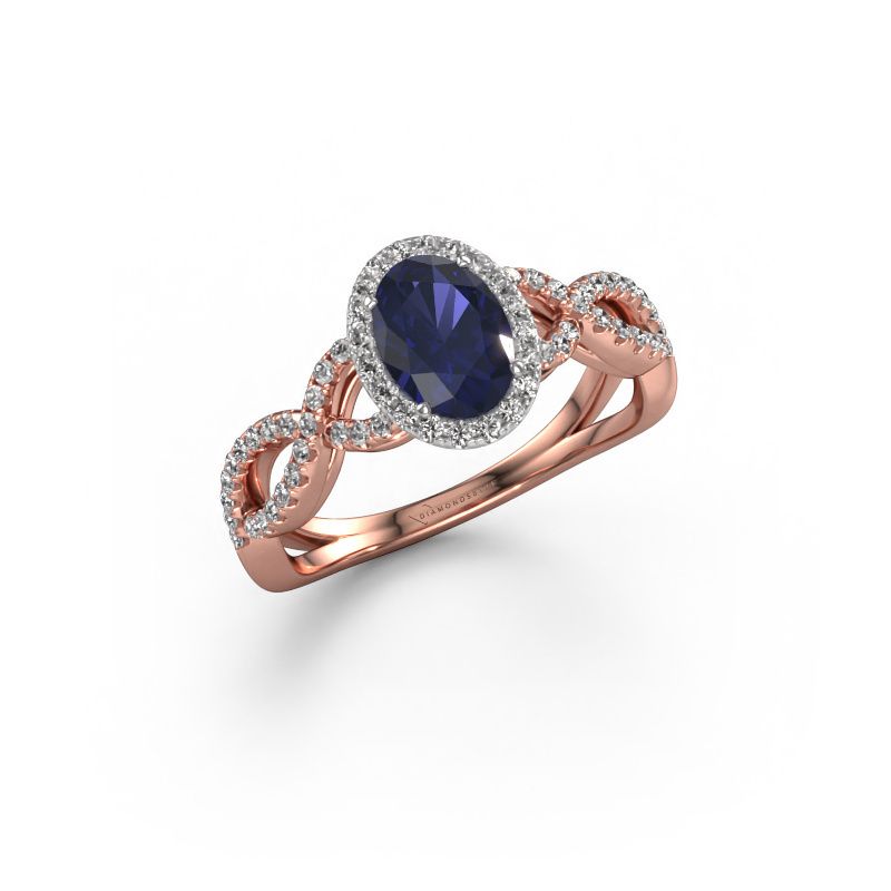 Verlobungsring Dionne ovl 585 Roségold Saphir 7x5 mm
