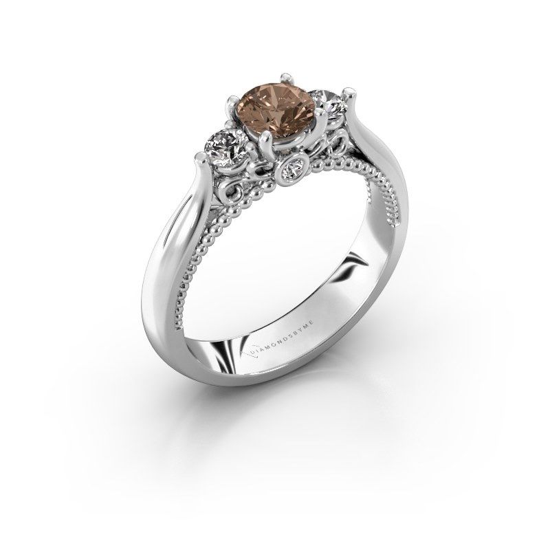 Afbeelding van Verlovingsring Tiffani<br/>585 witgoud<br/>Bruine diamant 0.74 crt