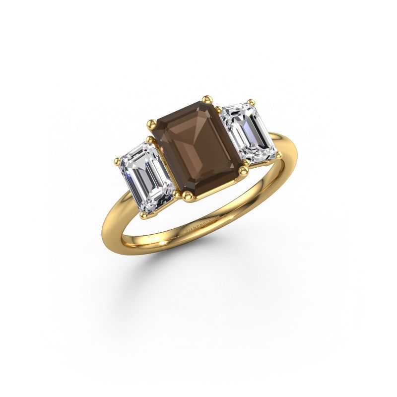 Engagement ring Sandra 585 gold smokey quartz 8x6 mm
