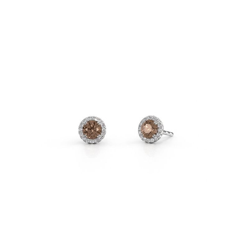 Earrings Seline rnd 950 platinum brown diamond 0.64 crt