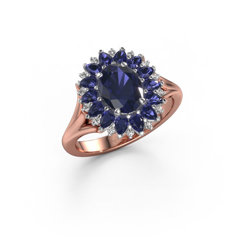 Engagement ring Lidia 585 rose gold sapphire 8x6 mm