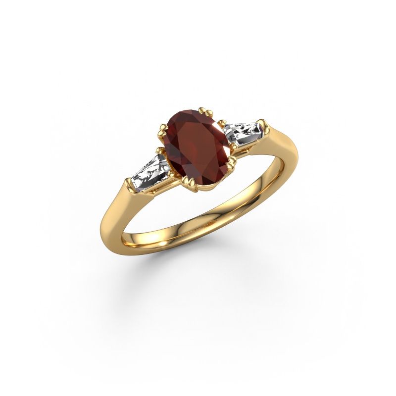 Verlovingsring Indy OVL 585 goud granaat 8x6 mm