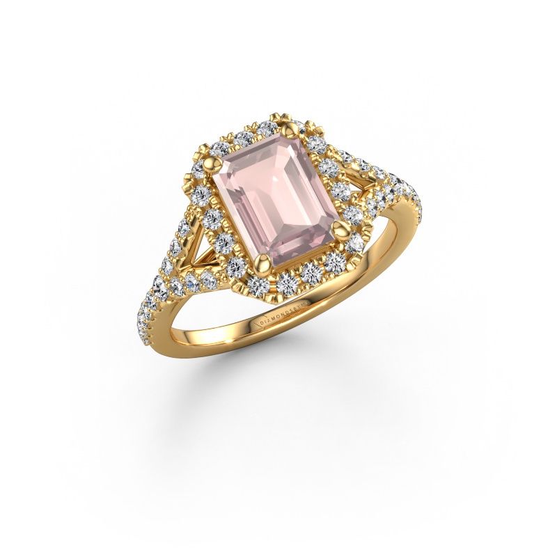 Engagement ring Kimber EME 585 gold morganite champagne 8x6 mm
