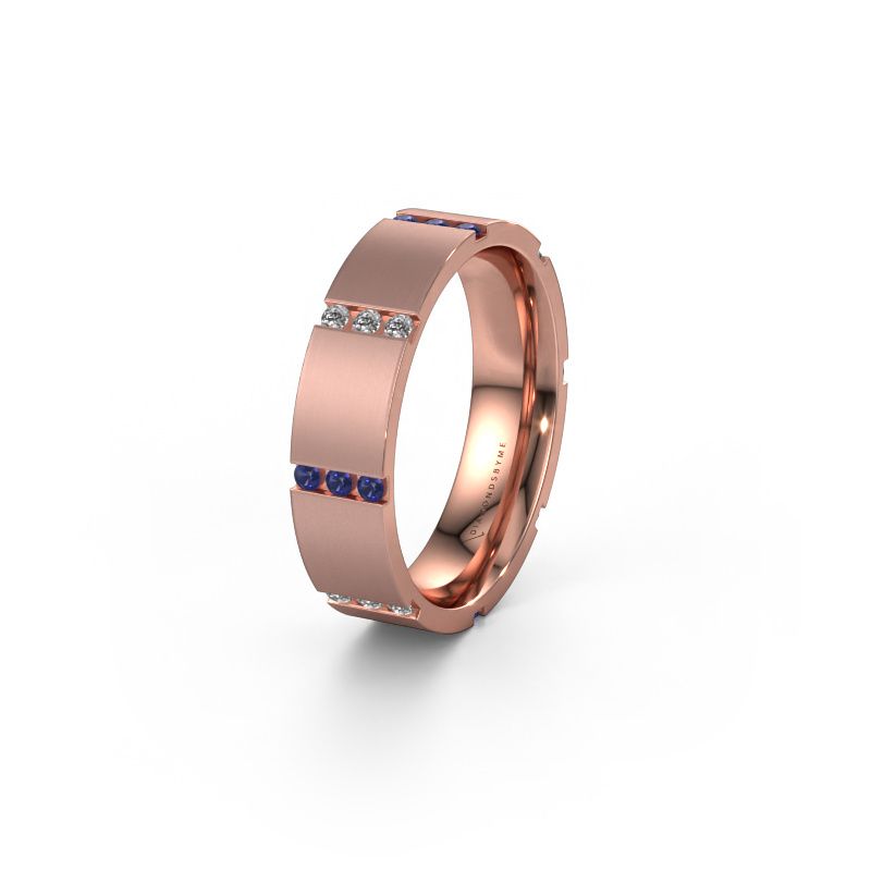 Trouwring WH0135L15BM 585 rosé goud saffier ±5x2 mm