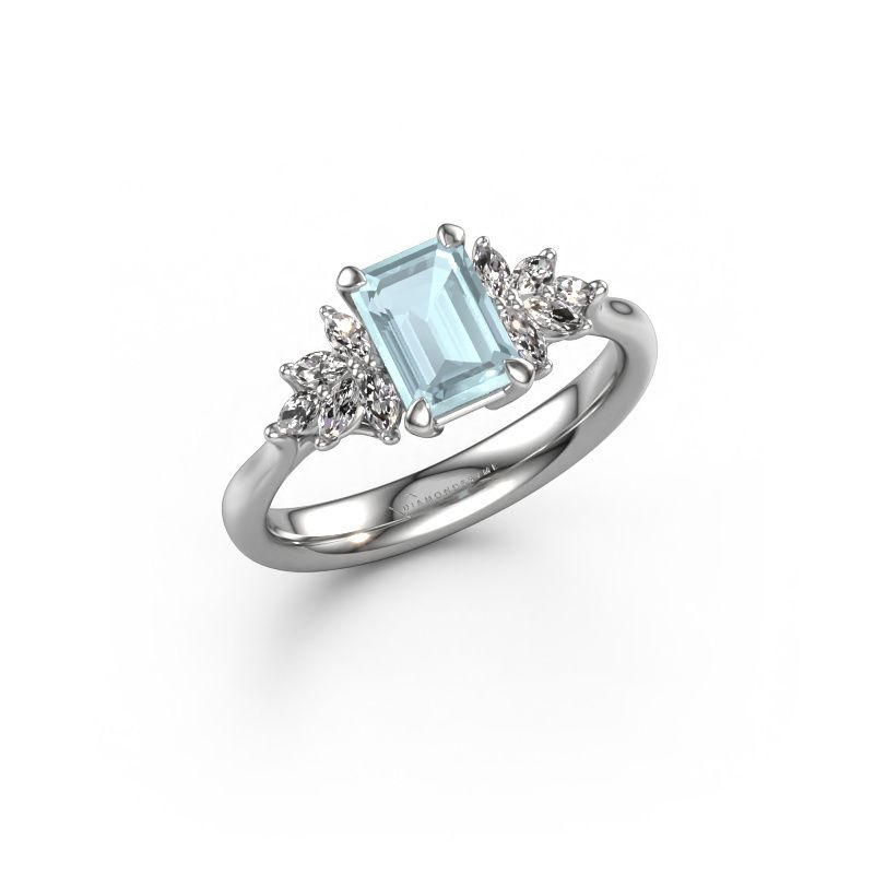 Engagement ring Fiona EME 585 white gold aquamarine 7x5 mm
