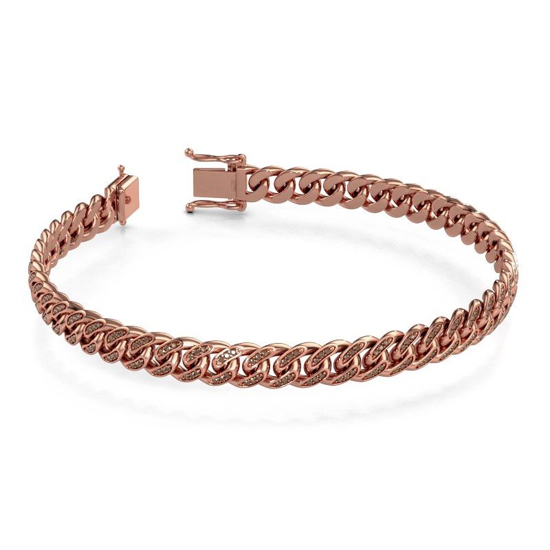Image of Cuban bracelet ±0.31 in rose gold brown diamond