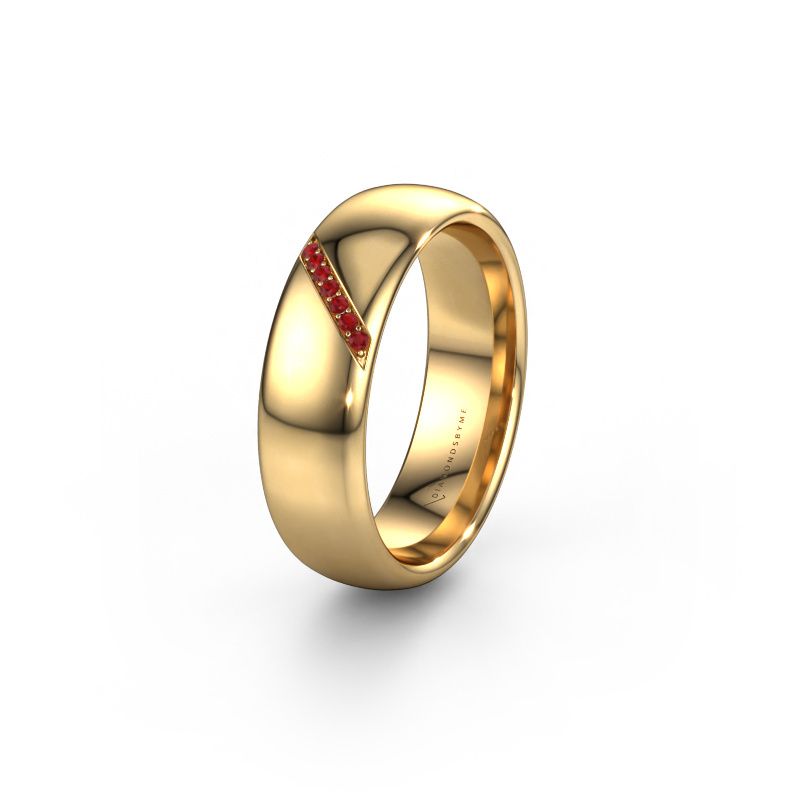 Trouwring WH0164L36B 585 goud robijn ±6x2 mm