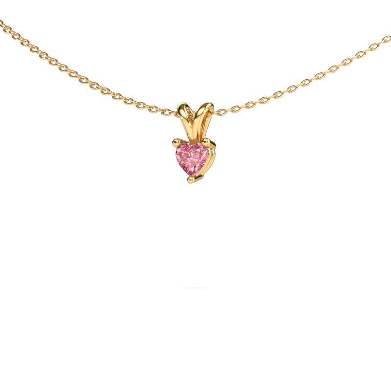 Pendant Garnet 585 gold pink lab grown diamond 4 mm