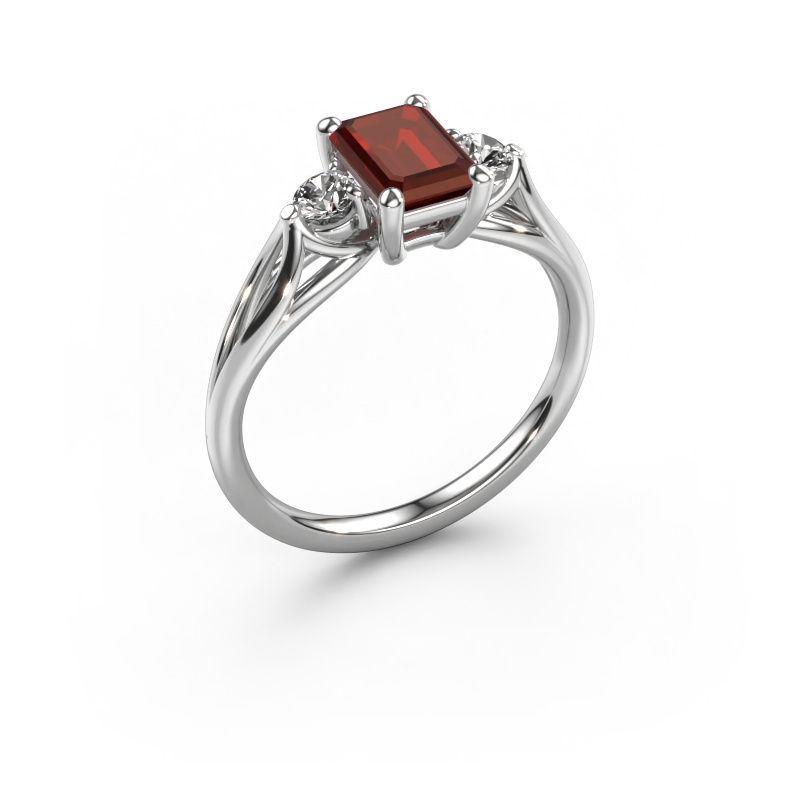 Engagement ring Amie EME 585 white gold garnet 7x5 mm