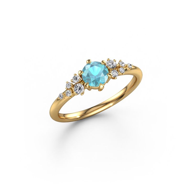 Verlovingsring Royce RND 585 goud blauw topaas 5 mm