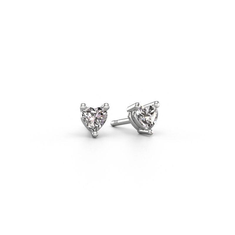 Clous d'oreilles Garnet 585 or blanc diamant 0.50 crt