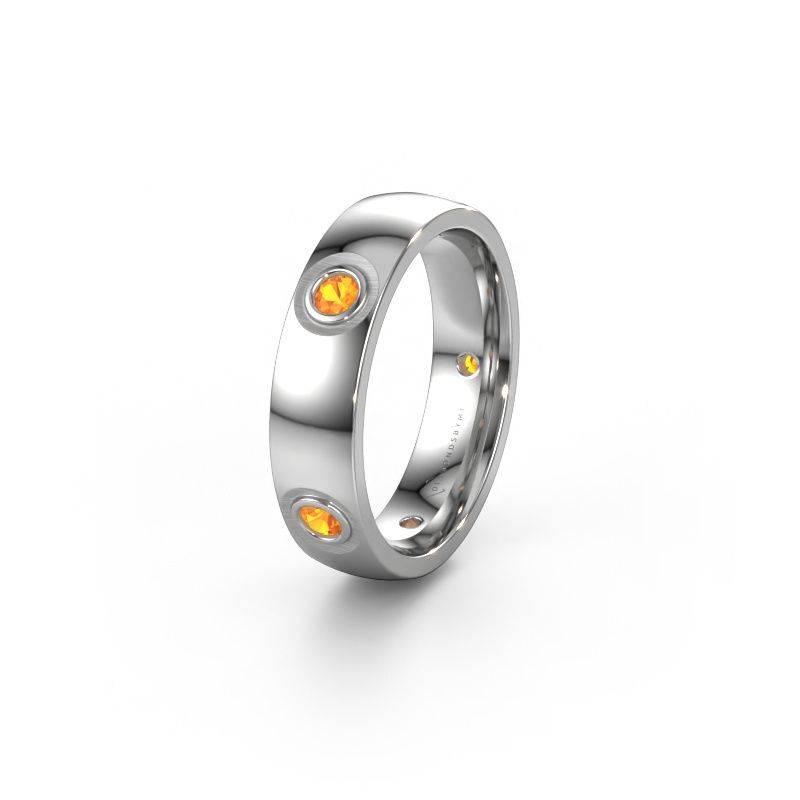 Trauring WH0139L25BP 585 Weißgold Citrin ±5x2 mm