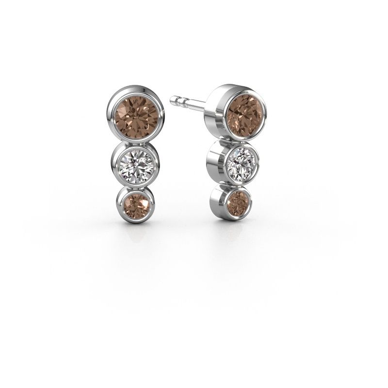 Stud earrings Linda 585 white gold brown diamond 0.36 crt