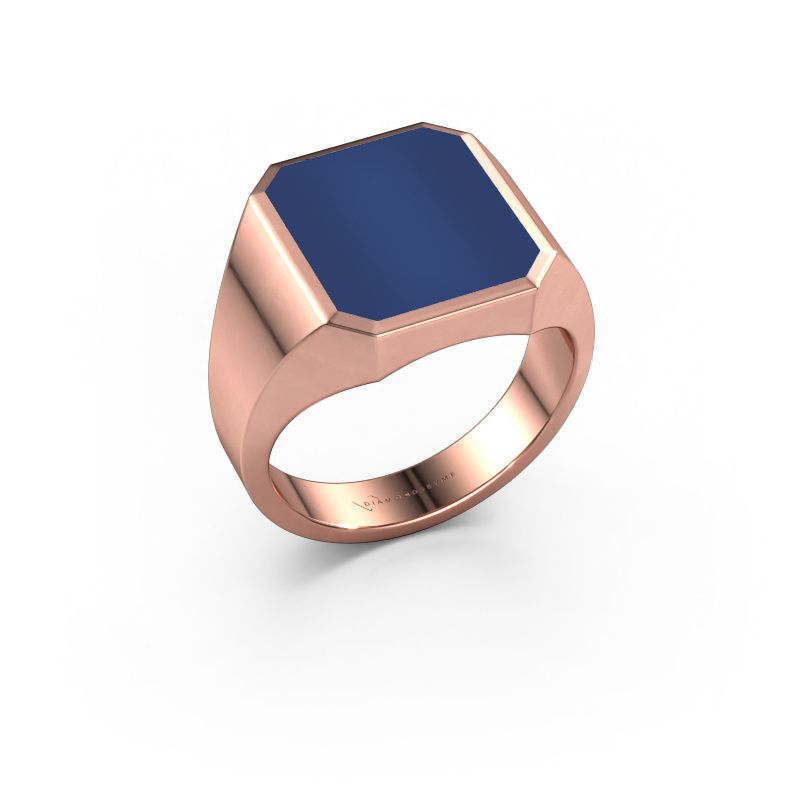 Chevalière Lars 3 585 or rose lapis lazuli 14x12 mm