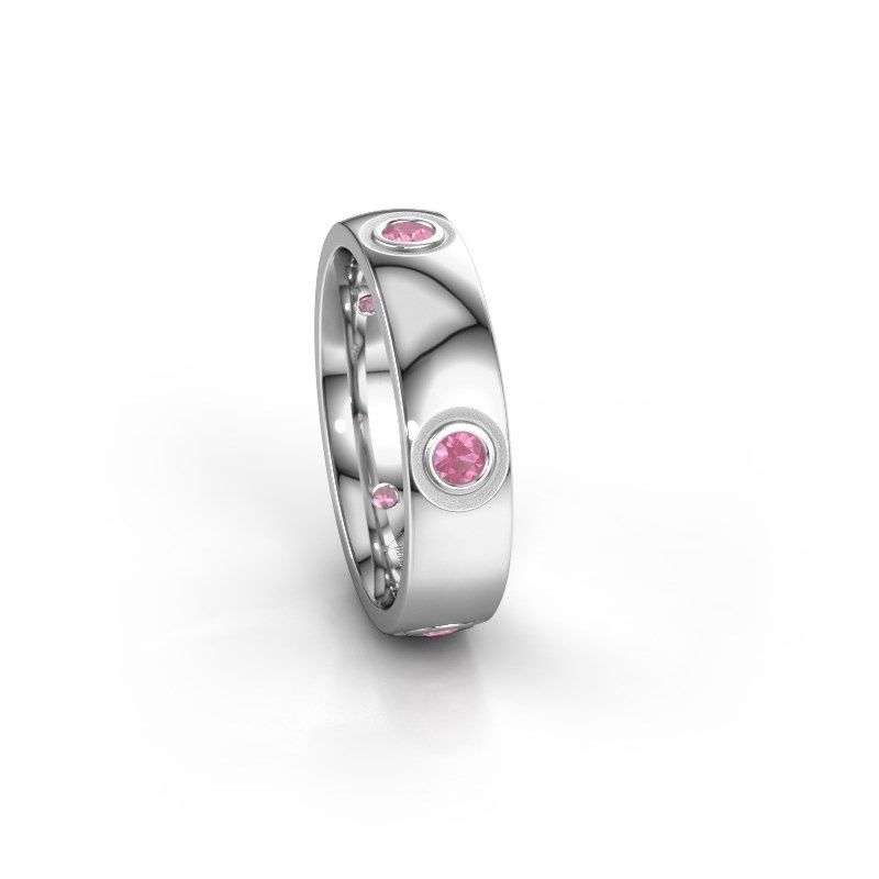 Image of Wedding ring WH0139L25BP<br/>585 white gold ±5x2 mm<br/>Pink sapphire