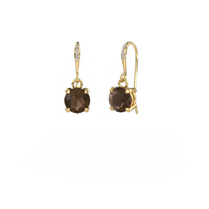 Drop earrings Laurie RND 2 585 gold smokey quartz 5.7 mm