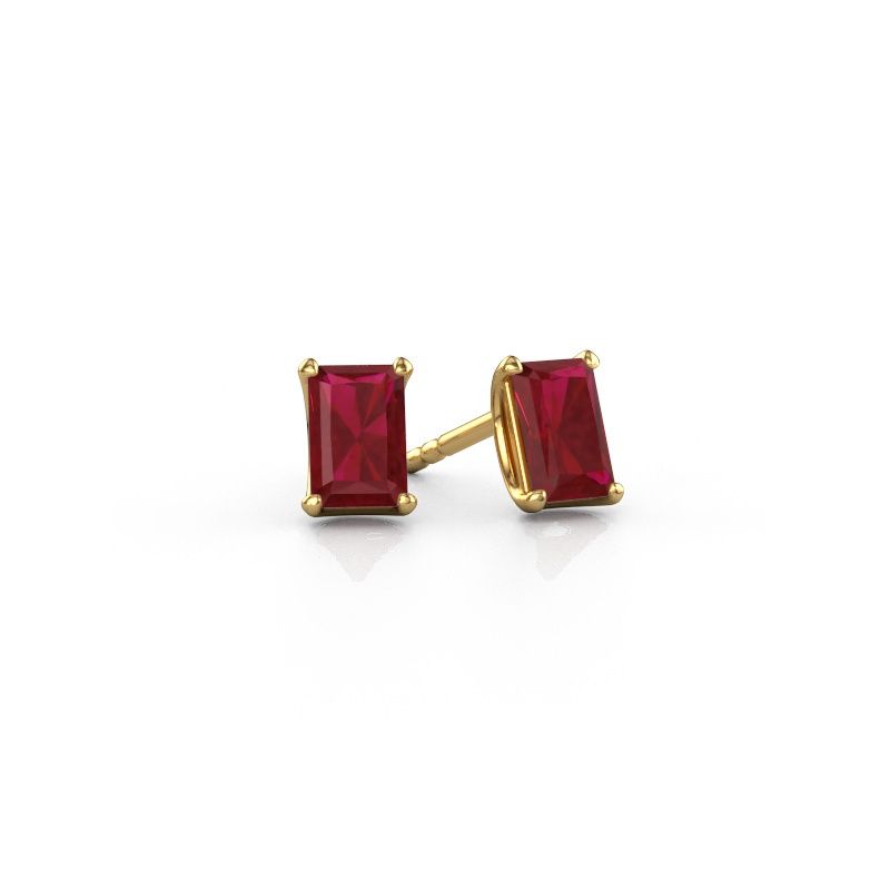 Oorstekers Sam RAD 585 goud robijn 6x4 mm