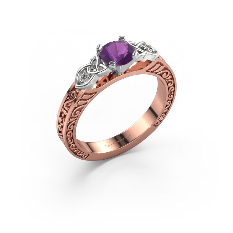 Verlovingsring Gillian 585 rosé goud amethist 5 mm