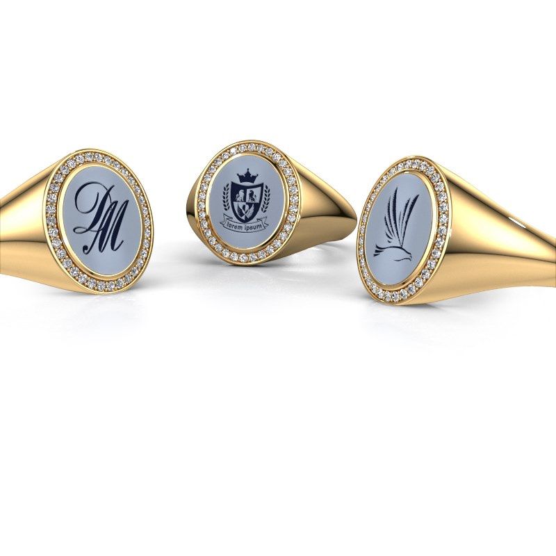 Image of Signet ring hilda 2<br/>585 gold<br/>Light blue sardonyx 12x10 mm