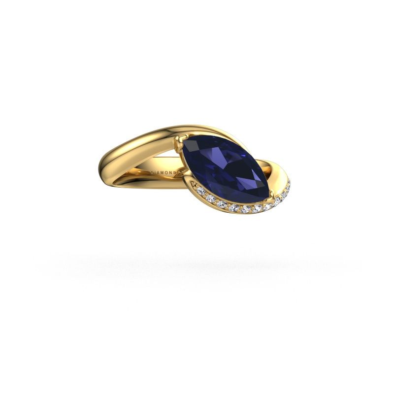 Engagement ring Aida MRQ side 585 gold sapphire 11x5.5 mm