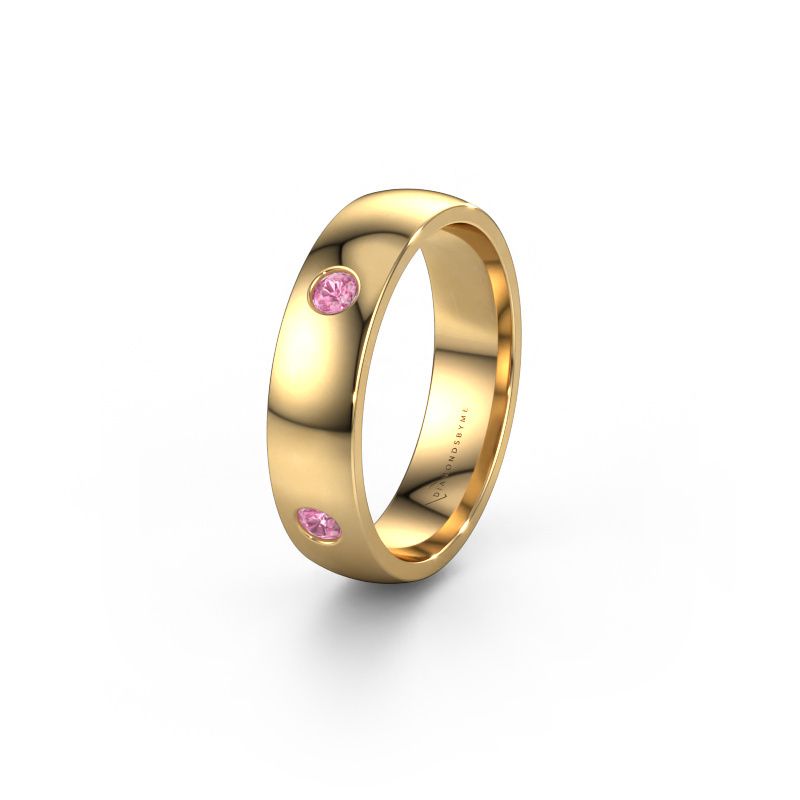 Huwelijksring WH0104L25AP 585 goud roze saffier 2.5 mm ±5x1.7 mm