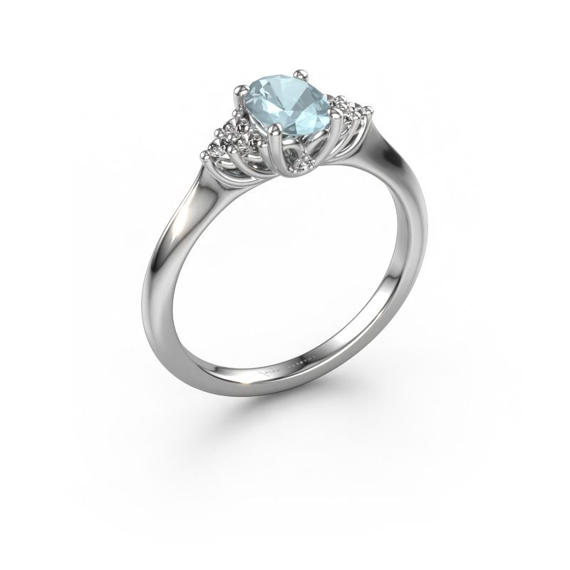 Verlobungsring Felipa OVL 950 Platin Aquamarin 7x5 mm