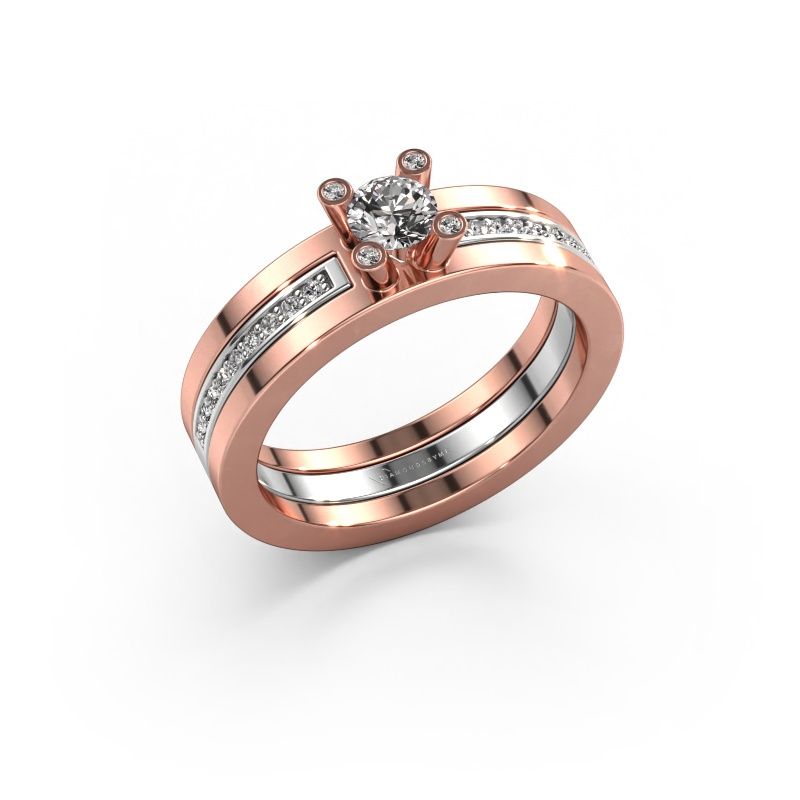 Bague de fiançailles Alisha 585 or rose zircone 4 mm