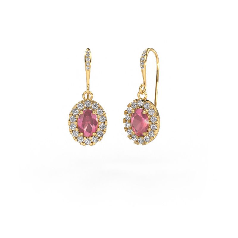 Drop earrings Jorinda 2 585 gold tourmaline pink 7x5 mm