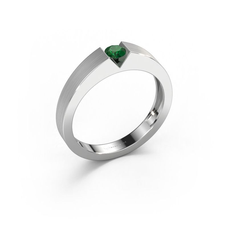 Engagement ring Lizzy 1 950 platinum emerald 3.7 mm