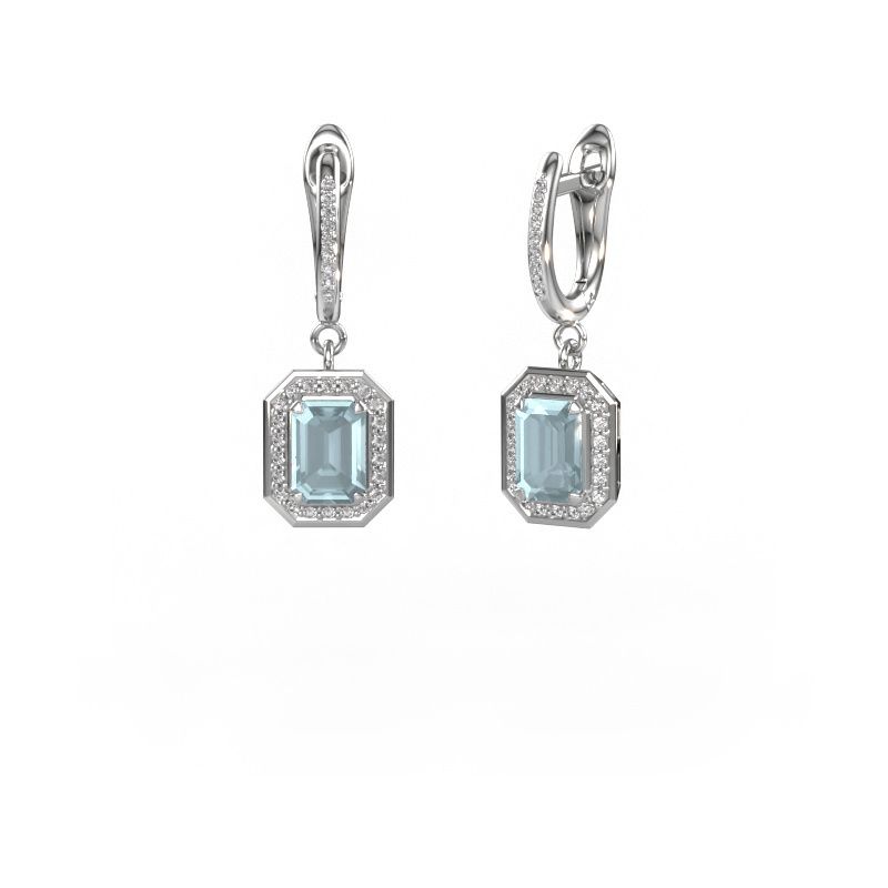 Oorhangers Dodie 2 585 witgoud aquamarijn 6.5x4.5 mm