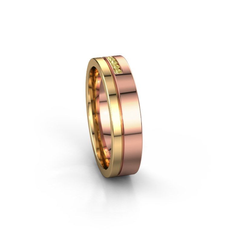 Image of Wedding ring WH0307L15AP<br/>585 rose gold ±5x1.7 mm<br/>Yellow sapphire