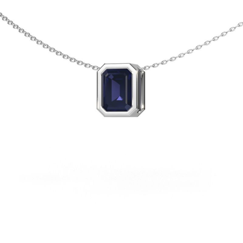 Pendentif Lavon EME 950 platine saphir 8x6 mm