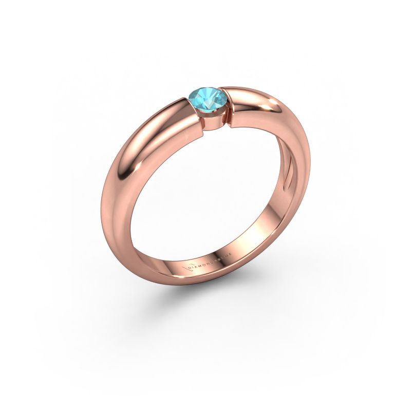 Bague de fiançailles Amelia 585 or rose topaze bleue 3.4 mm