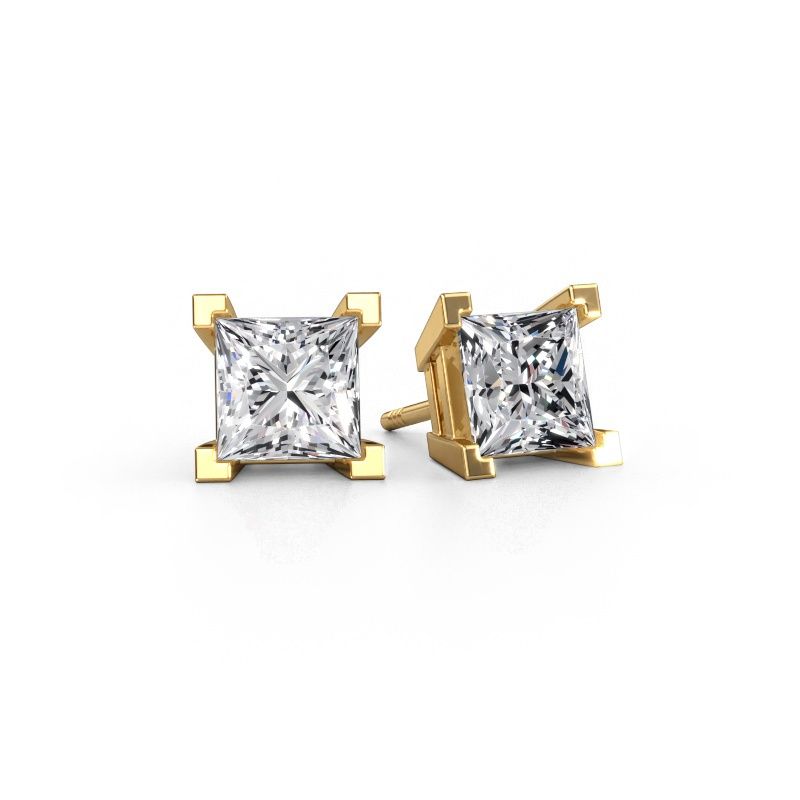 Pendientes de botón Ariane 585 oro diamante de laboratorio 4.00 crt