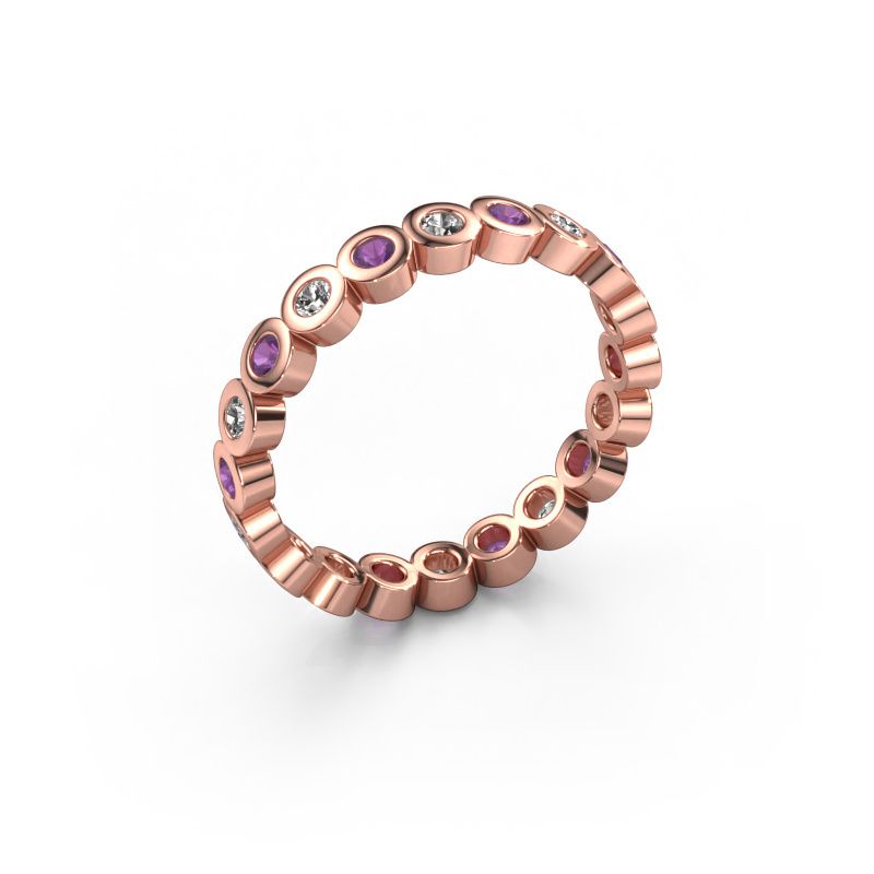 Bague superposable Edwina 1 585 or rose zircone 2 mm