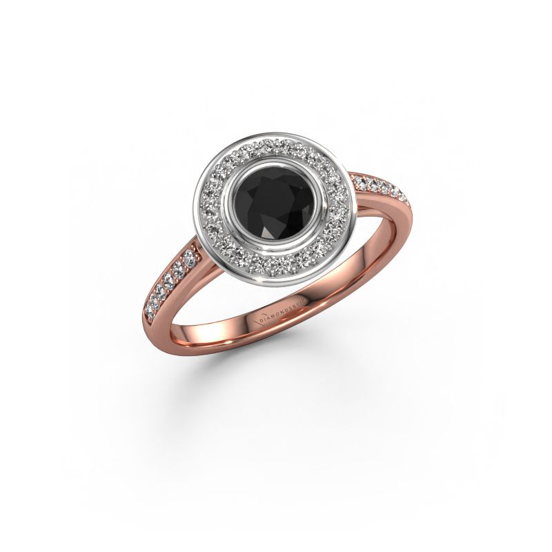 Bague de fiançailles Noud 2 RND 585 or rose diamant noir 0.824 crt