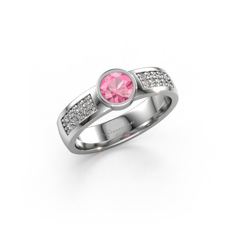 Verlovingsring Ise 3 585 witgoud roze saffier 4.7 mm