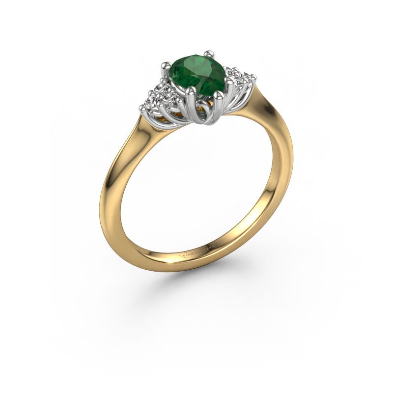 Verlovingsring Felipa PER 585 goud smaragd 7x5 mm