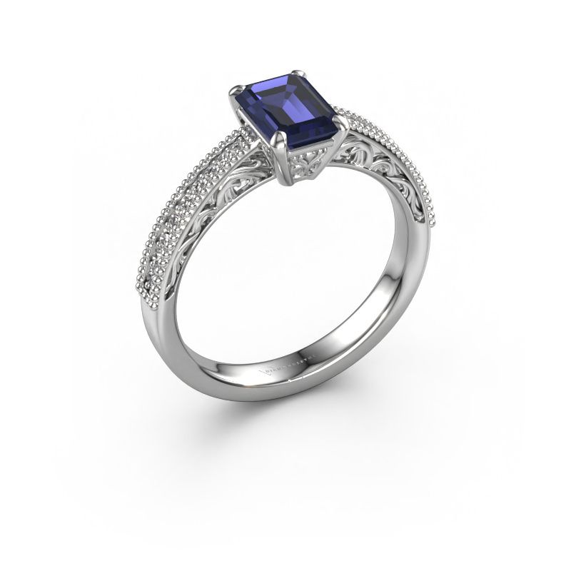 Engagement ring Shonta EME 950 platinum sapphire 7x5 mm
