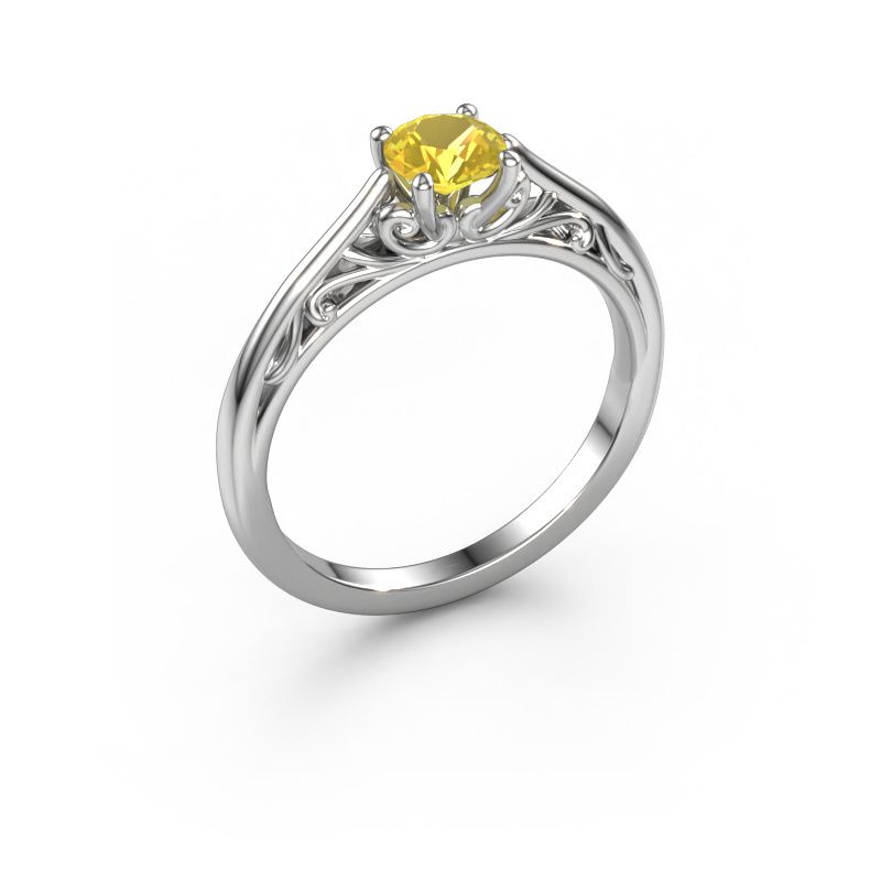 Engagement ring Shannon rnd 950 platinum yellow sapphire 5 mm