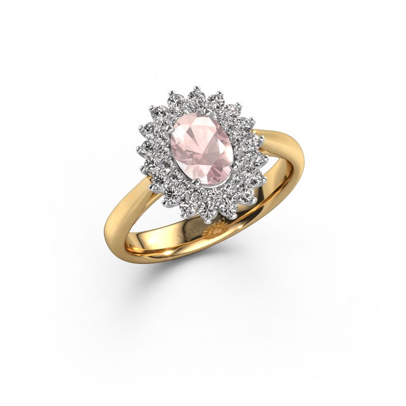 Engagement ring Alina 1 585 gold morganite champagne 7x5 mm