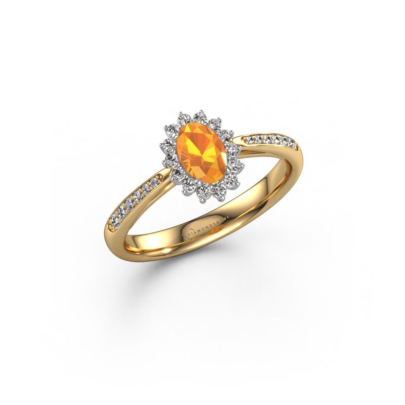 Verlovingsring Tilly ovl 2 585 goud citrien 7x5 mm