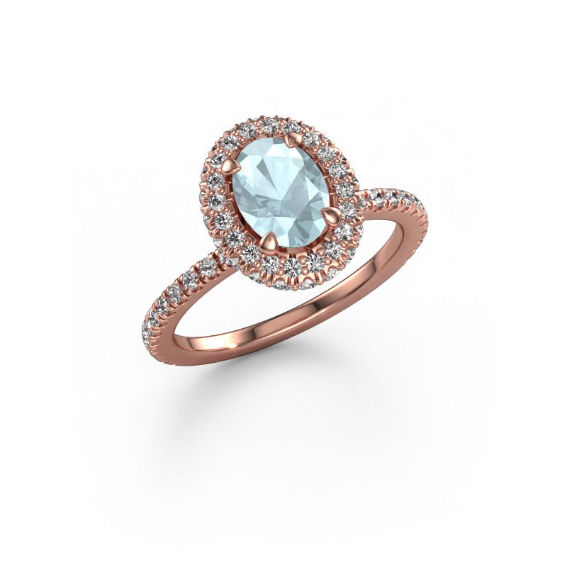 Image of Engagement ring Talitha OVL 585 rose gold aquamarine 7x5 mm