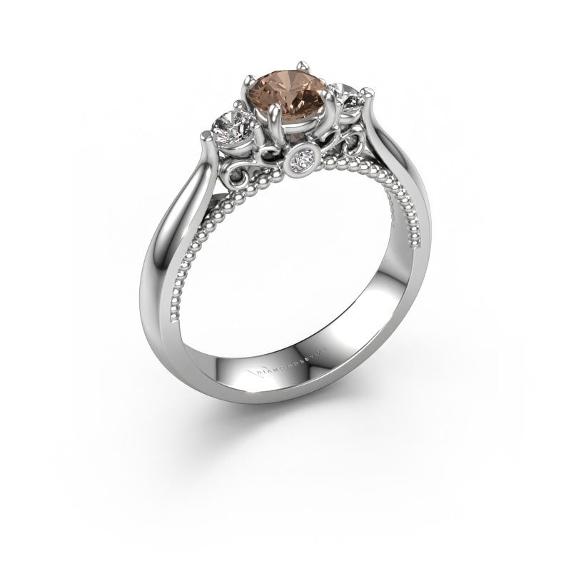 Verlovingsring Tiffani 585 witgoud bruine diamant 0.74 crt