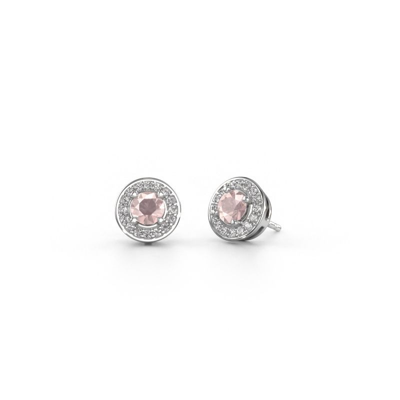 Stud earrings Agaat 585 white gold morganite champagne 5 mm