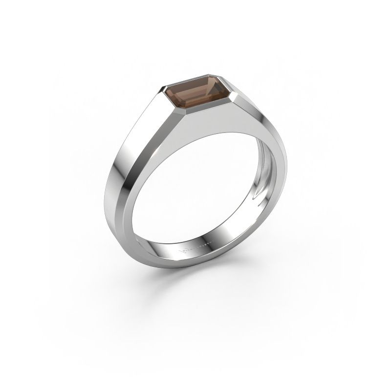 Heren ring Dylan 1 950 platina rookkwarts 7x5 mm