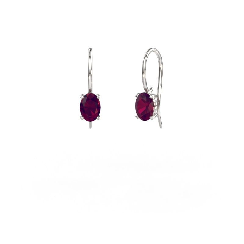 Pendants d'oreilles Cleo OVL 585 or blanc rhodolite 7x5 mm