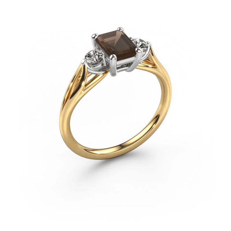 Engagement ring Amie EME 585 gold smokey quartz 7x5 mm
